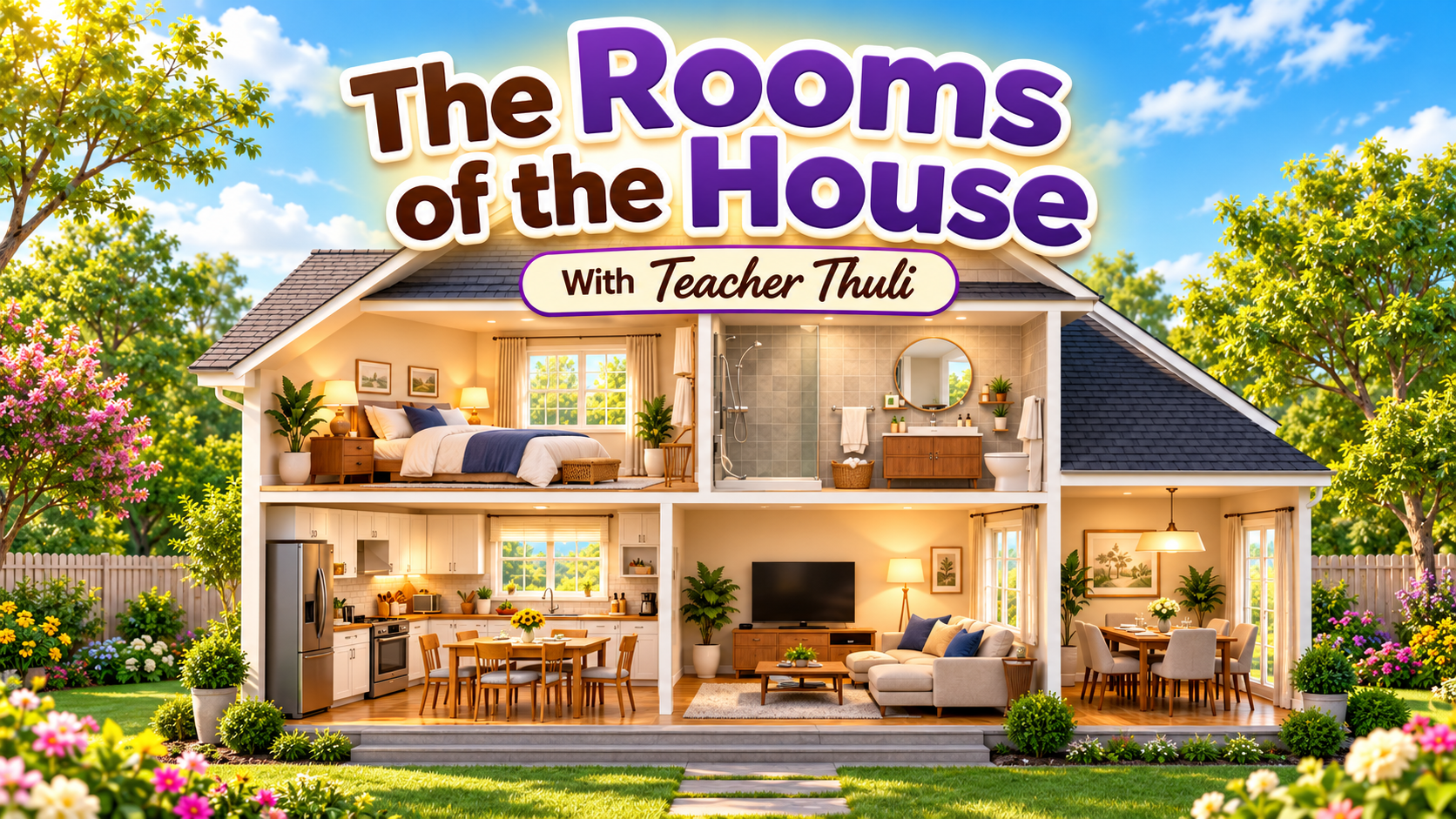Rooms of the House vocabulary for Kids artwork