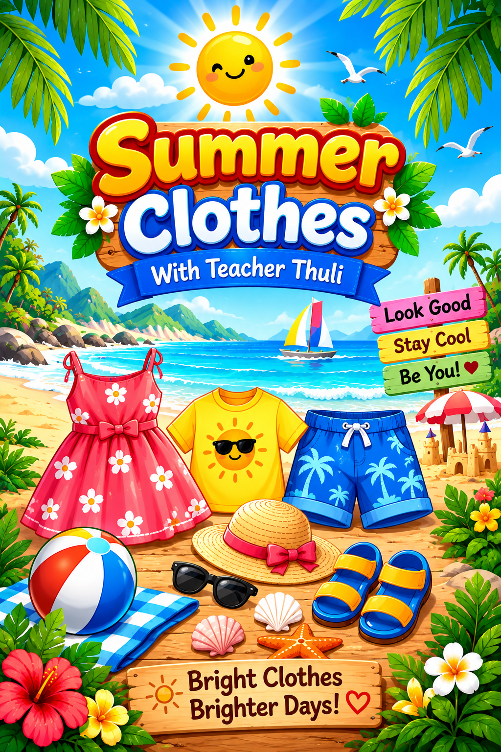 Learn Summer Clothes Vocabulary poster