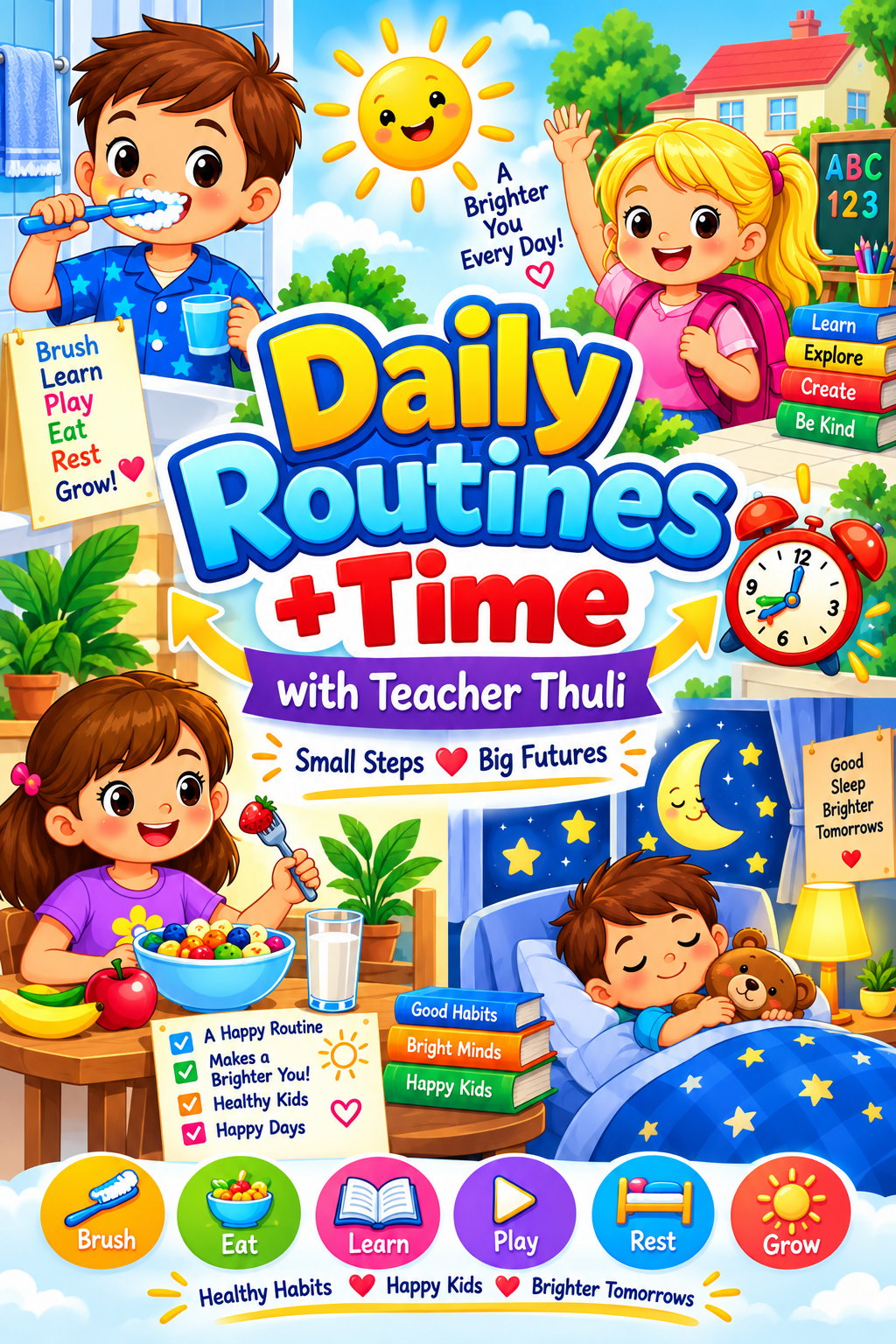 Daily Routine + Time Vocabulary poster